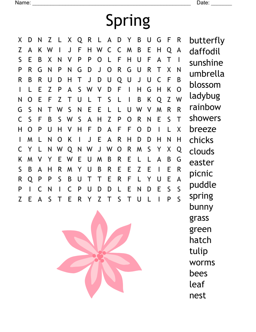 Springtime Word Search Printable
