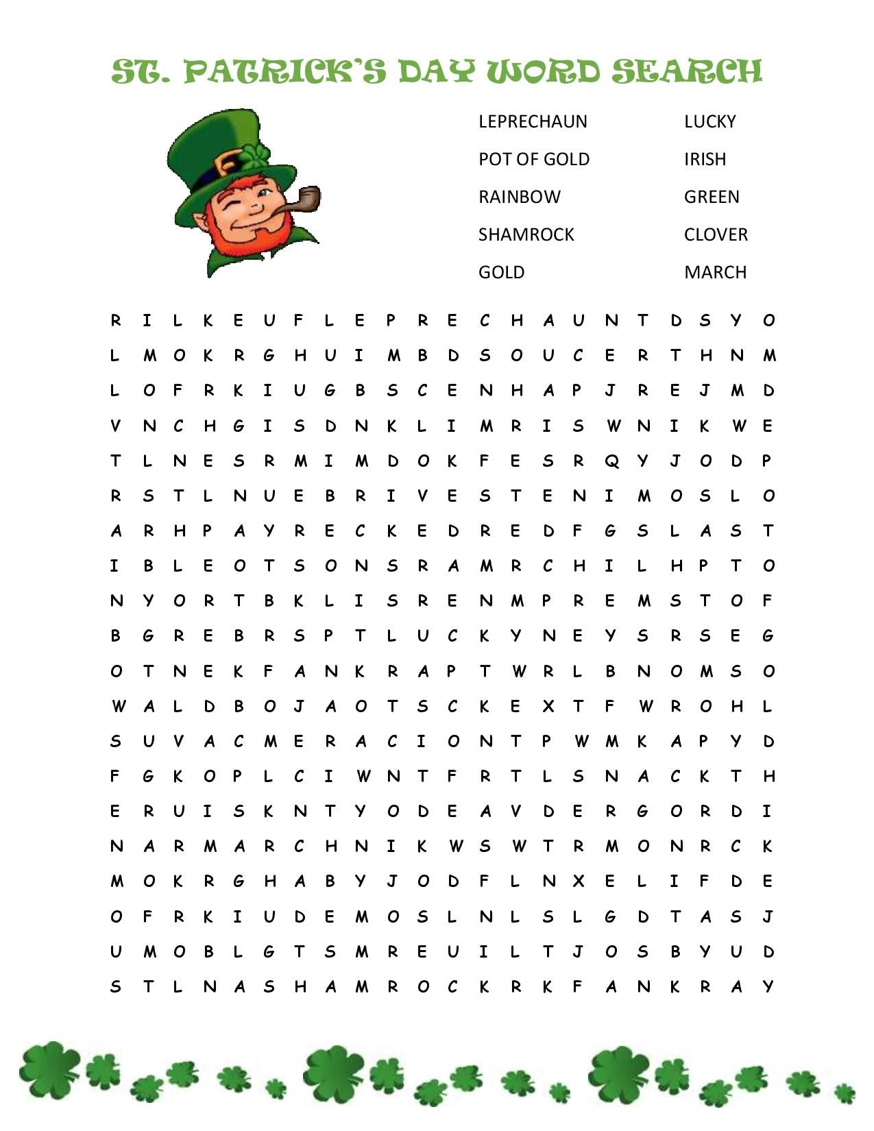 St Patrick 39 s Day Word Search free Printable St Patrick 39 s Day 