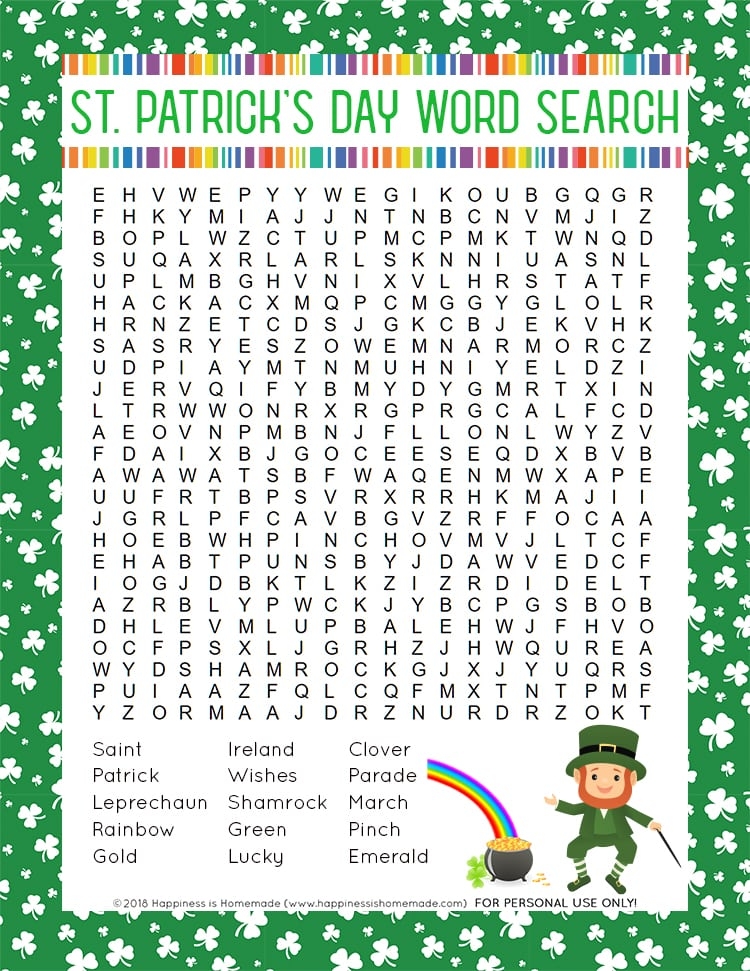 St Patrick S Day Free Printable Word Search Word Search Maker