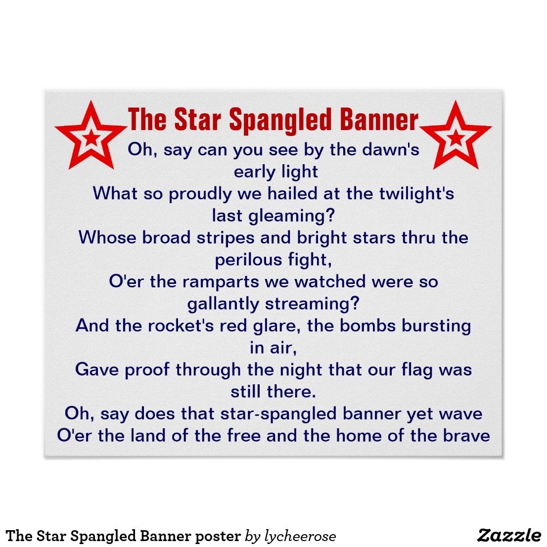 Star Spangled Banner Lyrics Printable