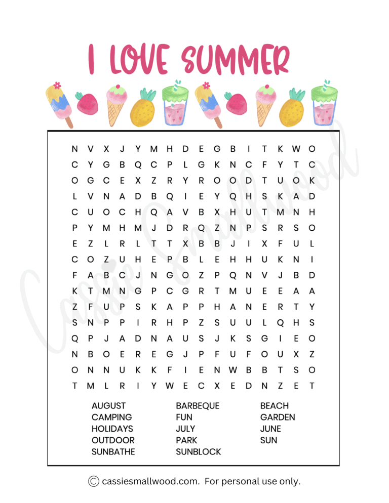 Summer Camp Word Search Printable Word Search Maker
