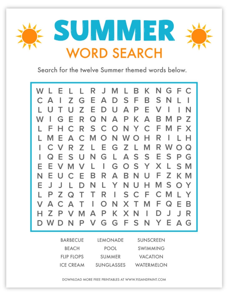Summer Free Printable Word Searches