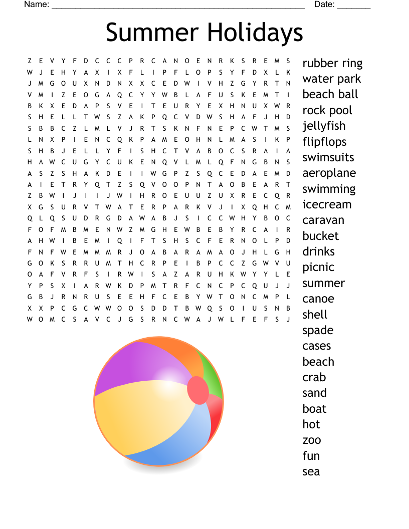 Summer Holiday Word Search Printable Free Word Search Vrogue co