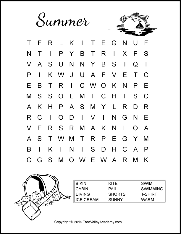 Summer Word Puzzles Printable