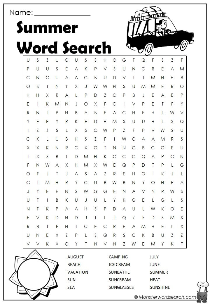 Summer Word Puzzles Printable