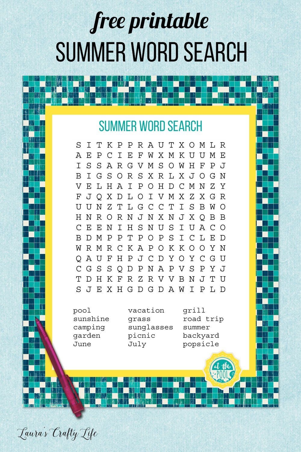 Summer Word Search Free Printable Printable And Enjoyable Learning