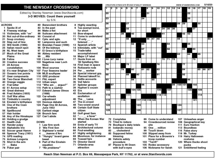 Sunday Crossword Puzzles To Print Printable Crossword Puzzles Online