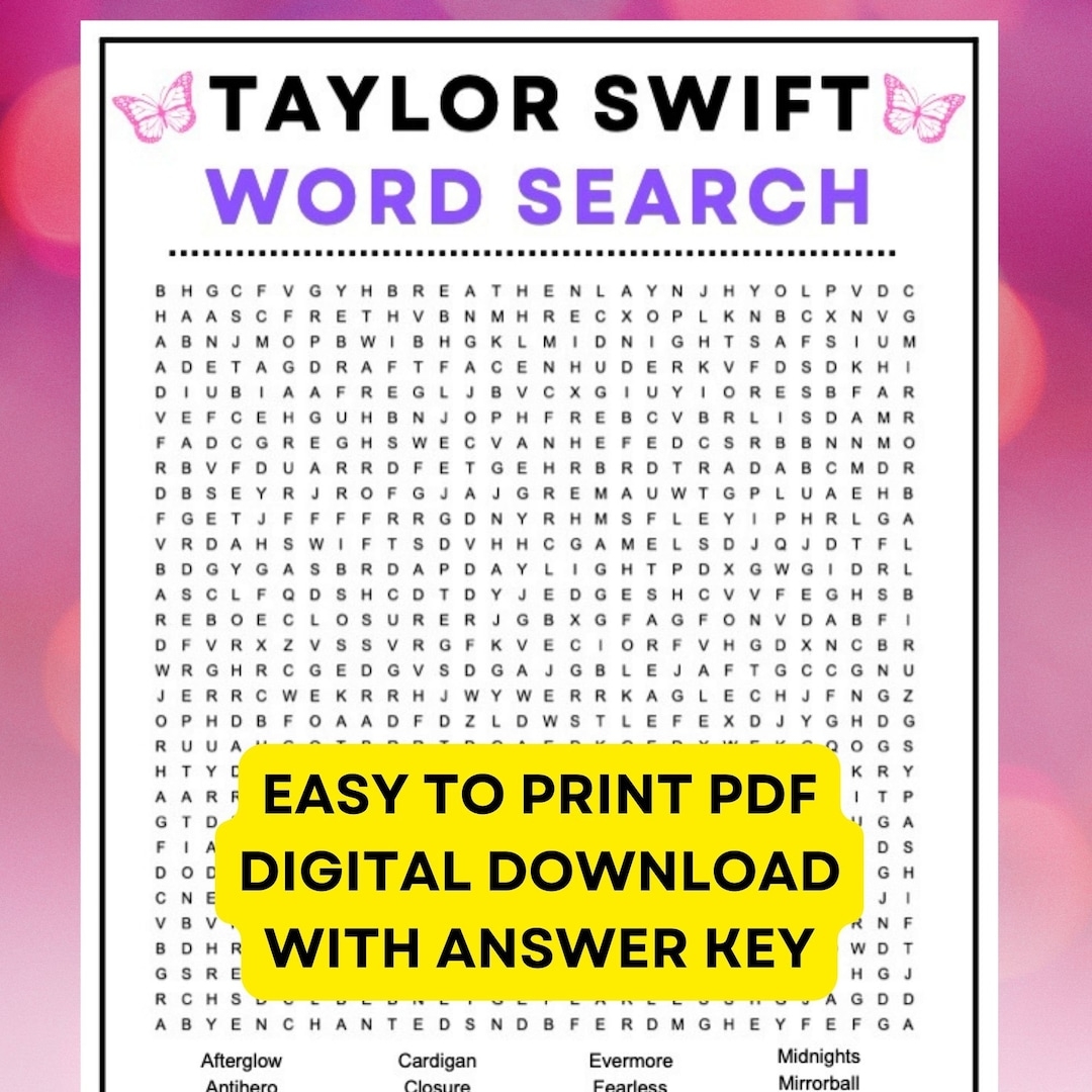 Taylor Swift Word Search Printable Word Search Maker