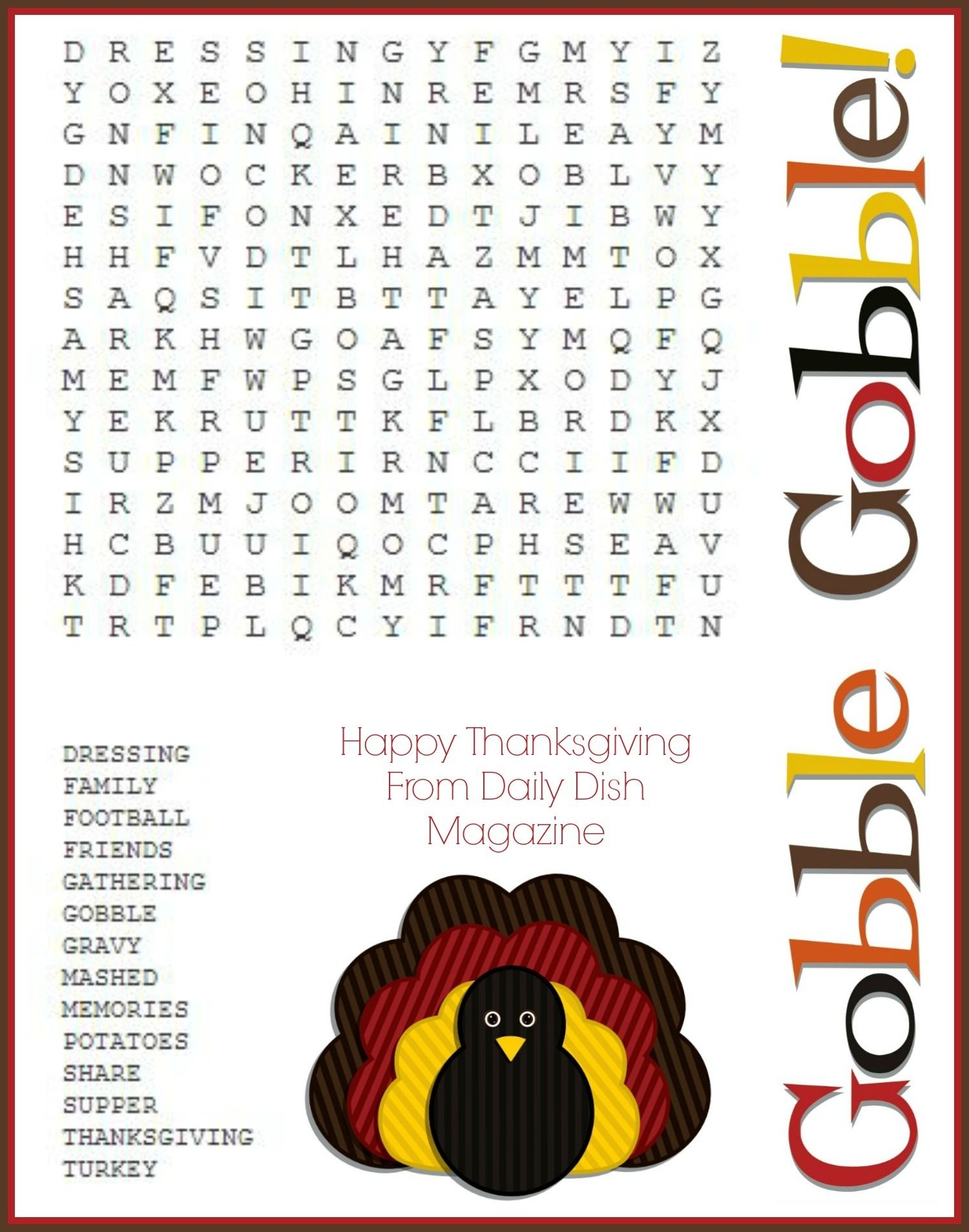 Thanksgiving Crossword Puzzles Printable Free Free Printable