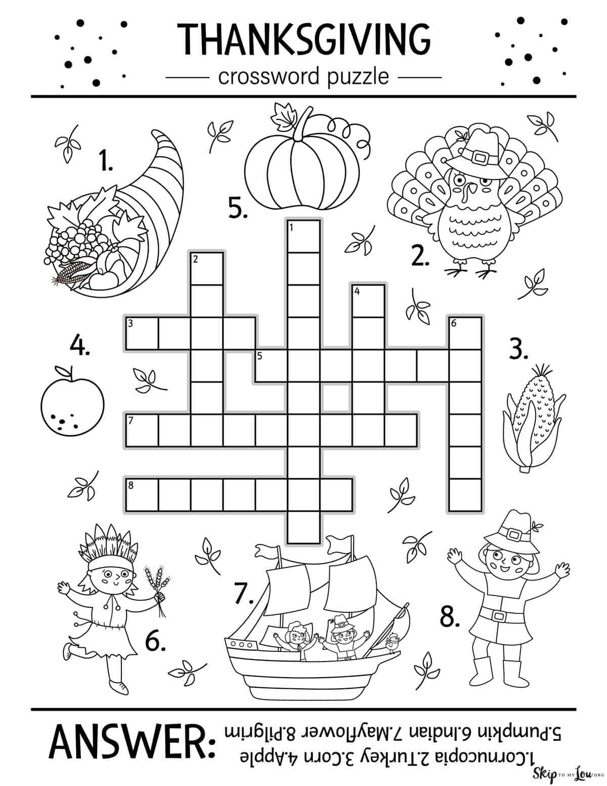Thanksgiving Printable Crossword Puzzles Printable Calendars AT A GLANCE