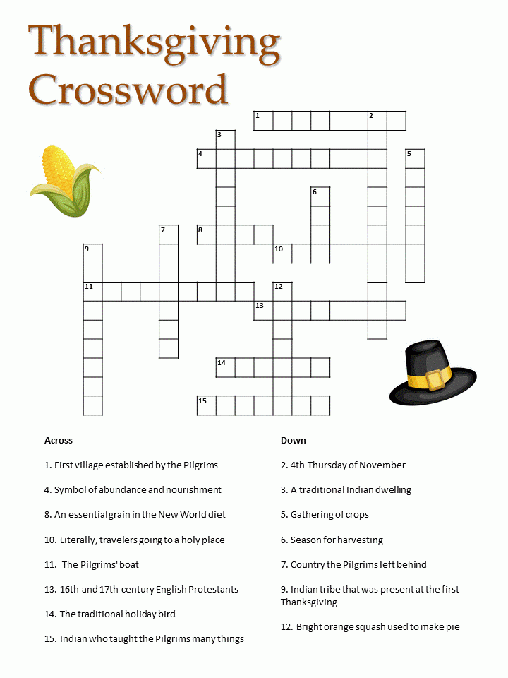 Thanksgiving Printable Crossword Puzzles