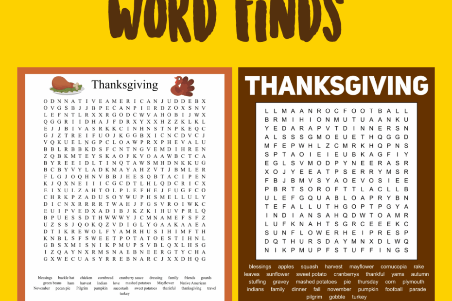 Thanksgiving Word Finds 10 Free PDF Printables Printablee