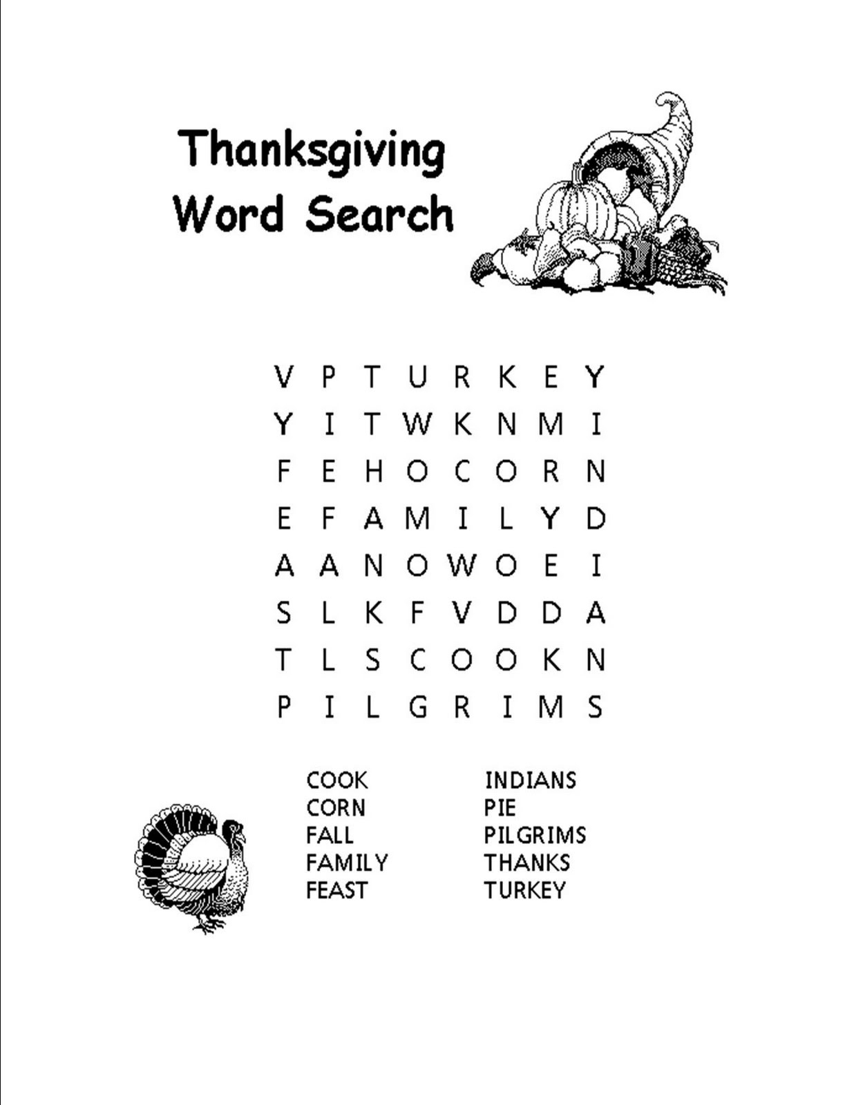 Thanksgiving Word Search Pdf Printable Word Search Maker