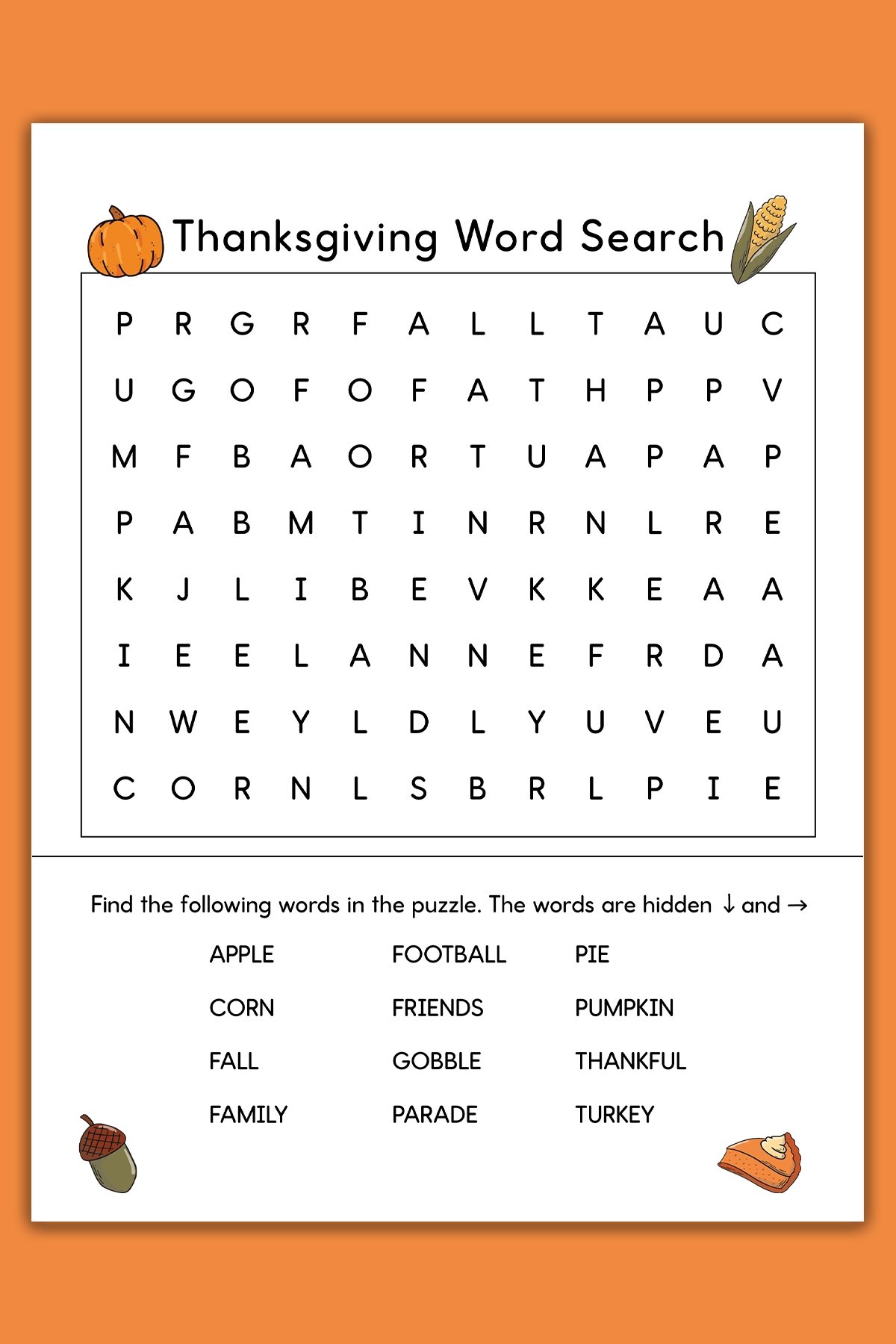 Thanksgiving Word Search Printable Set 3 Varying Levels Of Difficulty 