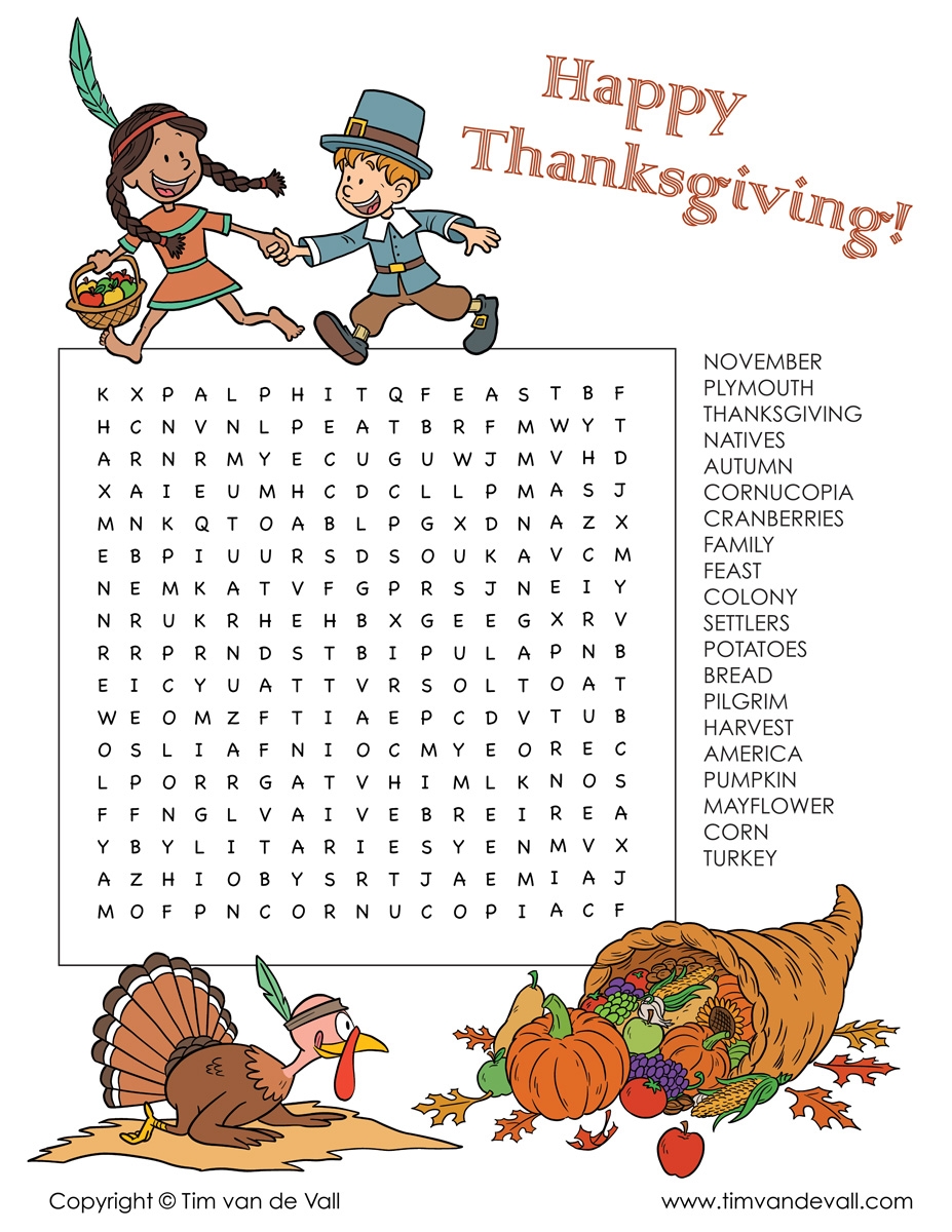 Thanksgiving word search Tim 39 s Printables