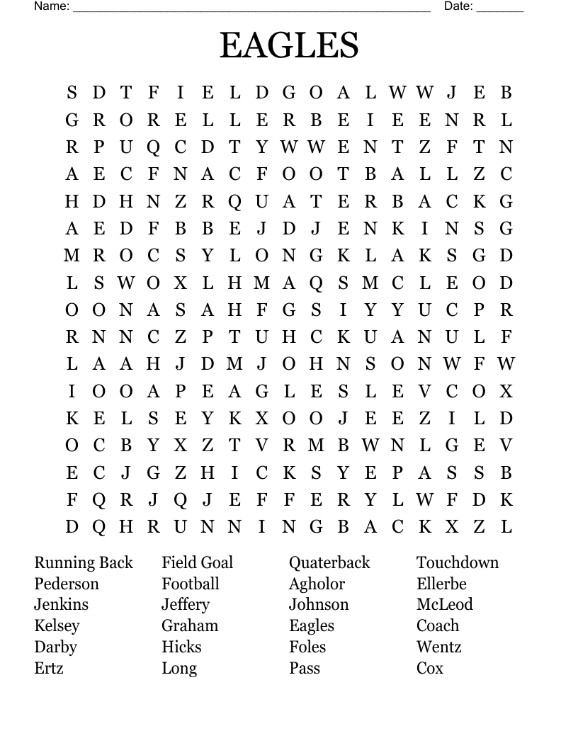 The Eagles Word Puzzles Printable Printable Free Templates
