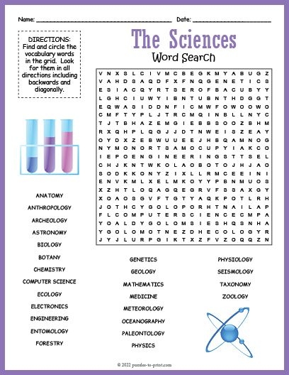 The Science Word Search Is Shown In Purple