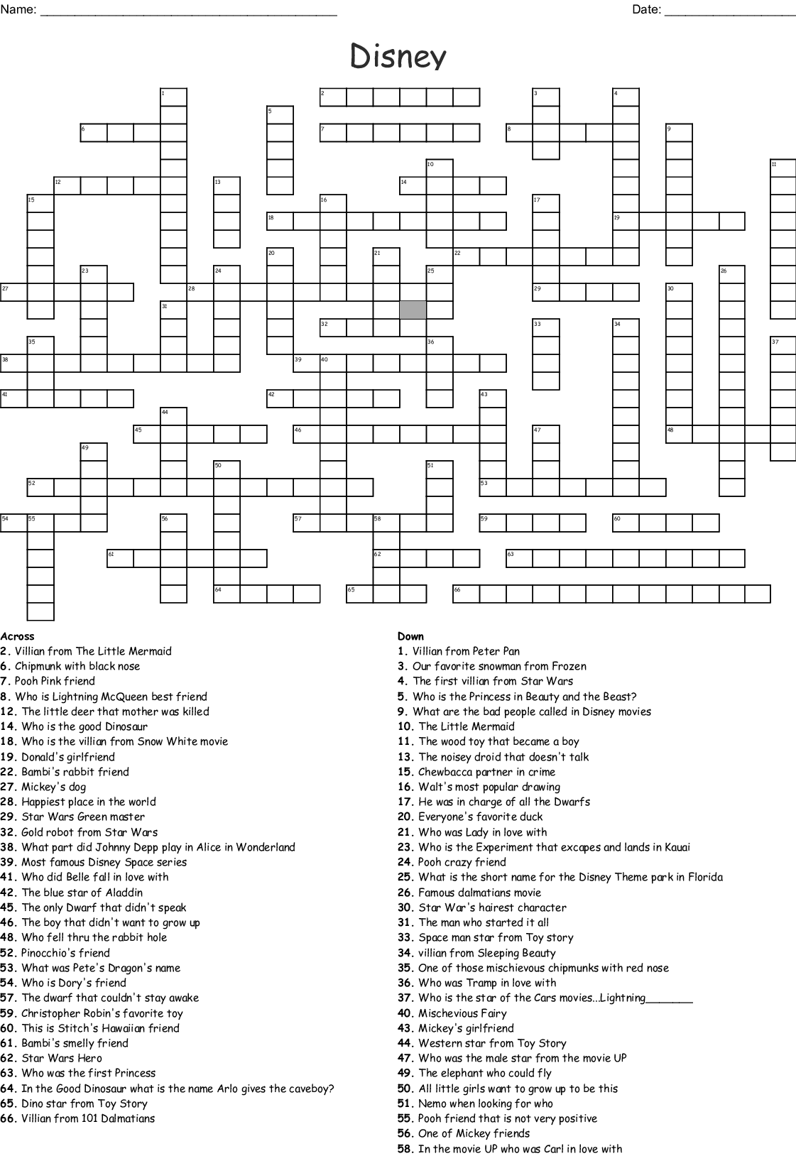 Themed Disney Disney Crossword Puzzles Printable Emma Crossword Puzzles