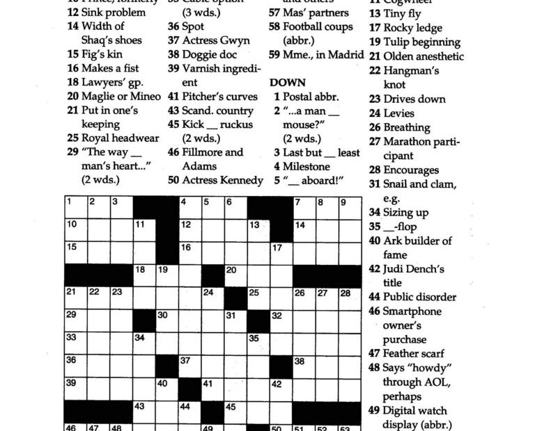 Thomas Joseph Crossword Printable Version Printable Printable