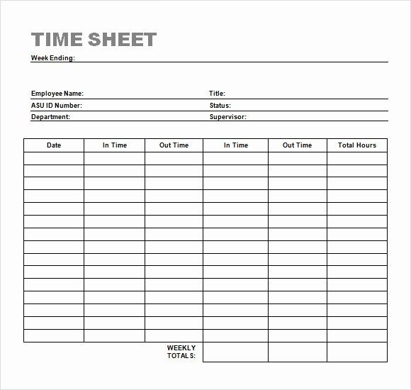Timesheet Template Free Printable Luxury Weekly Timesheet Template Word 