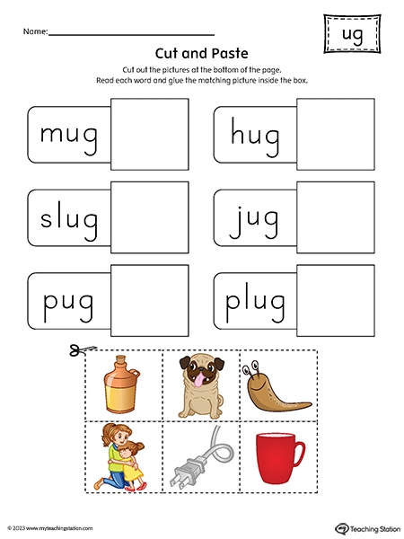 UG Word Family Cut and Paste Printable PDF MyTeachingStation
