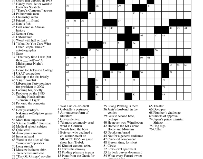 Usa Today Daily Printable Crossword Puzzles Printable Crossword Puzzles