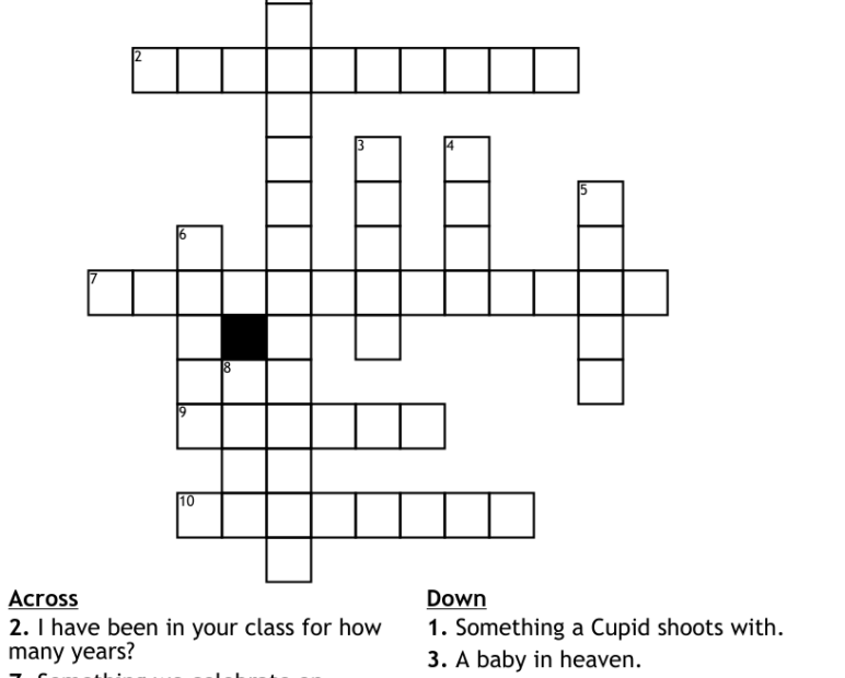 Valentine 39 s Day Crossword Puzzle Free Printable Free Crossword