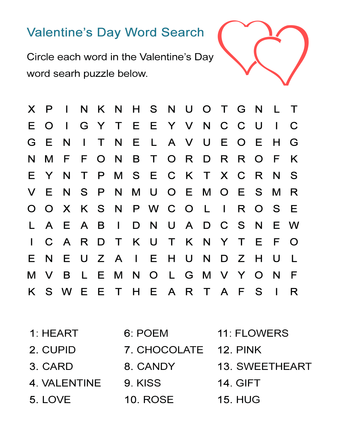 Valentine 39 s Day Word Search Printable Printable Word Searches