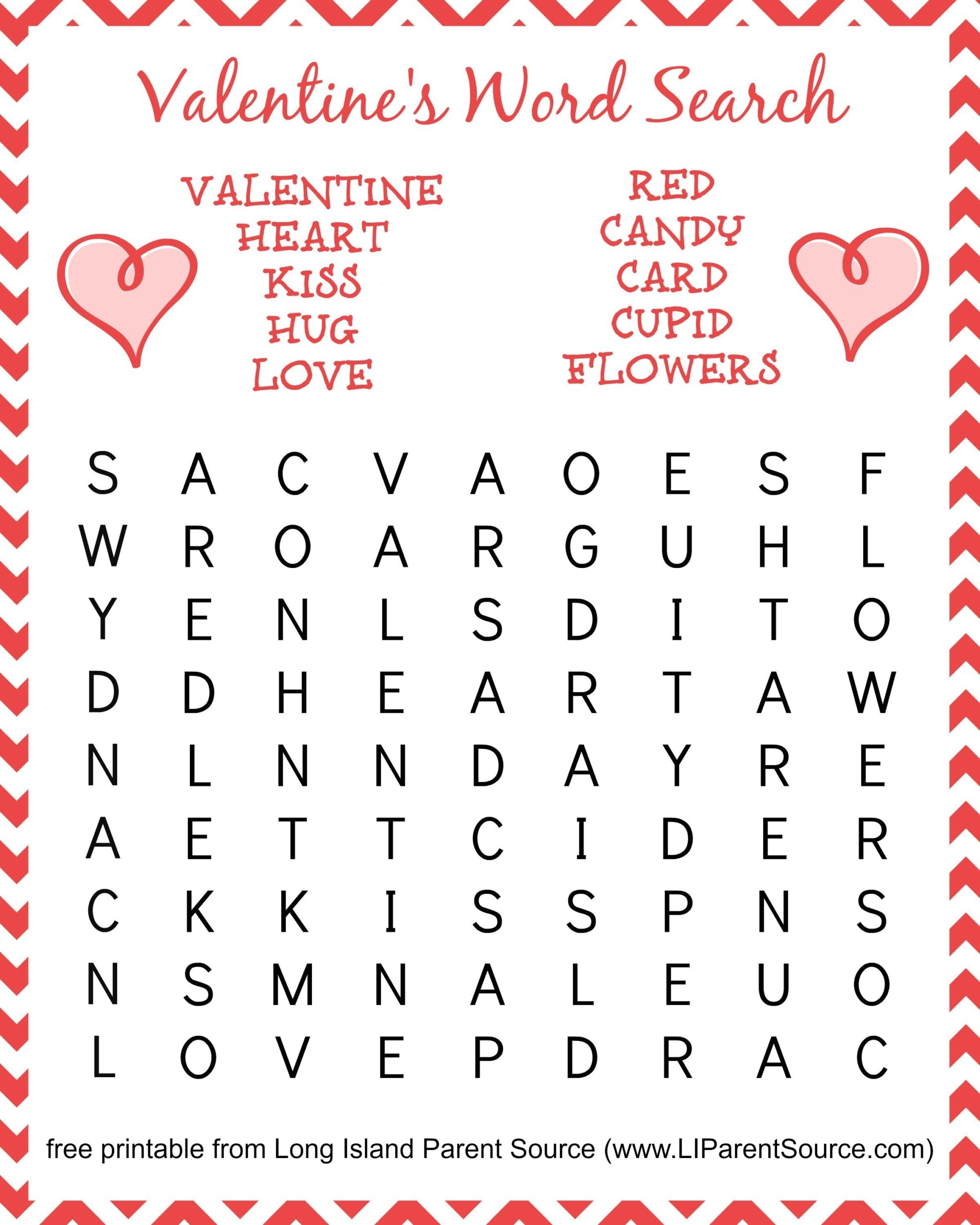 Valentine 39 s Word Search Printable