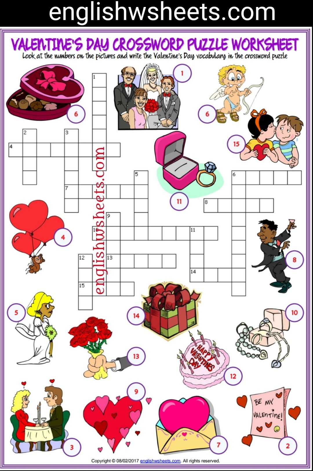 Valentine S Day Crossword Puzzle Printable Printable Word Searches