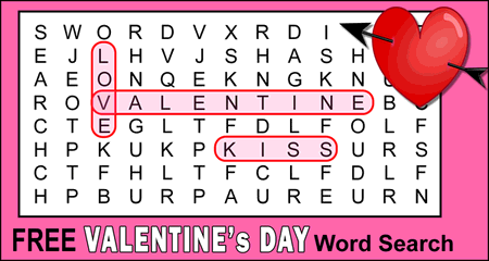 Valentine s Day Word Search Free Printable PDF Puzzles Free 