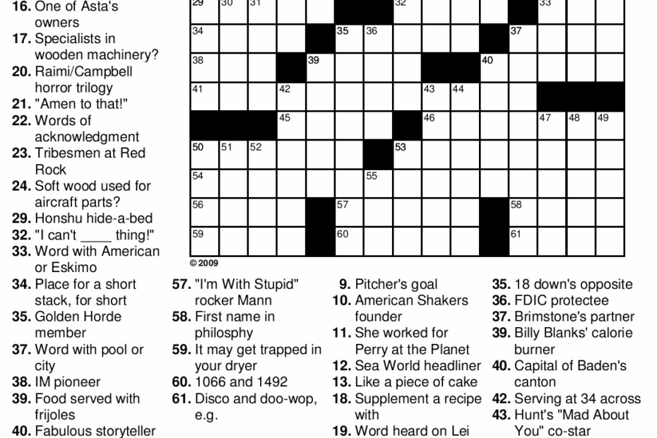 Very Easy Printable Crossword Puzzles Printable Crossword Puzzles