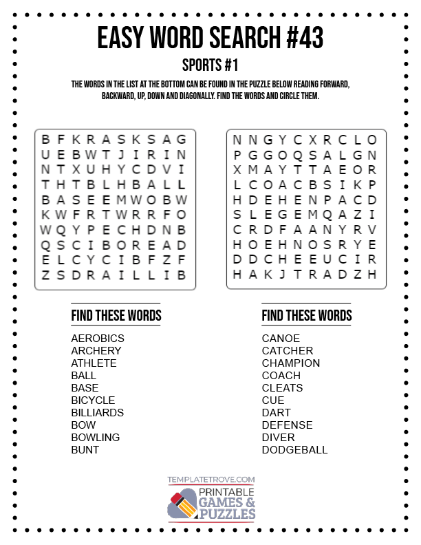 Very Easy Word Search Printable Word Search Maker