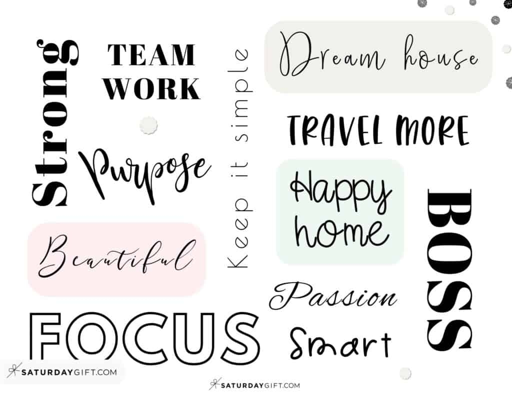 Vision Board Words Printables