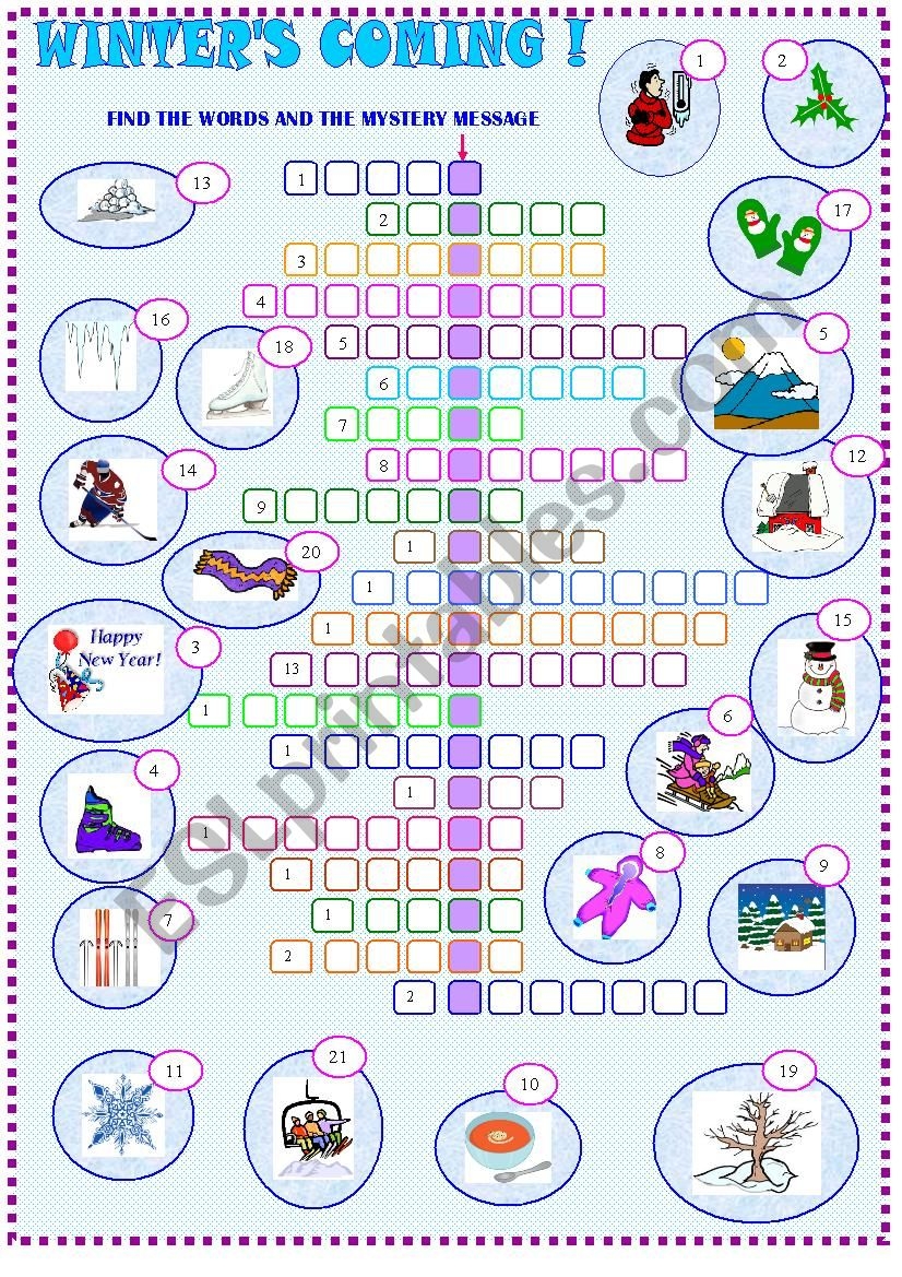 Winter Crossword Puzzle Printable