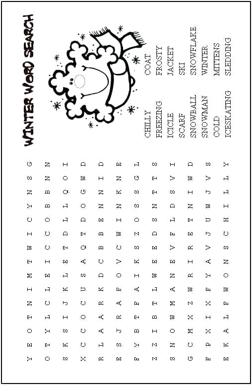 Winter Weather Word Search Printable Word Search Maker