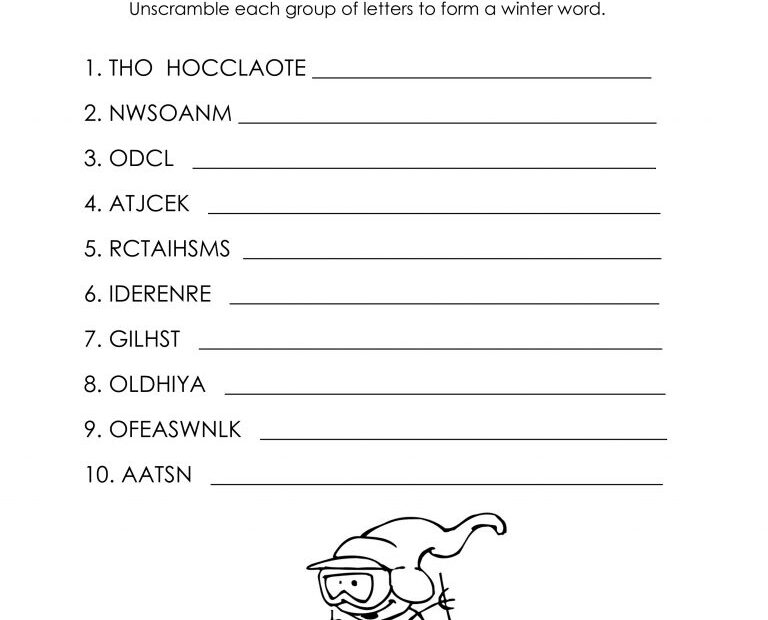 Winter Word Scramble Free Worksheet Squarehead Teachers Free