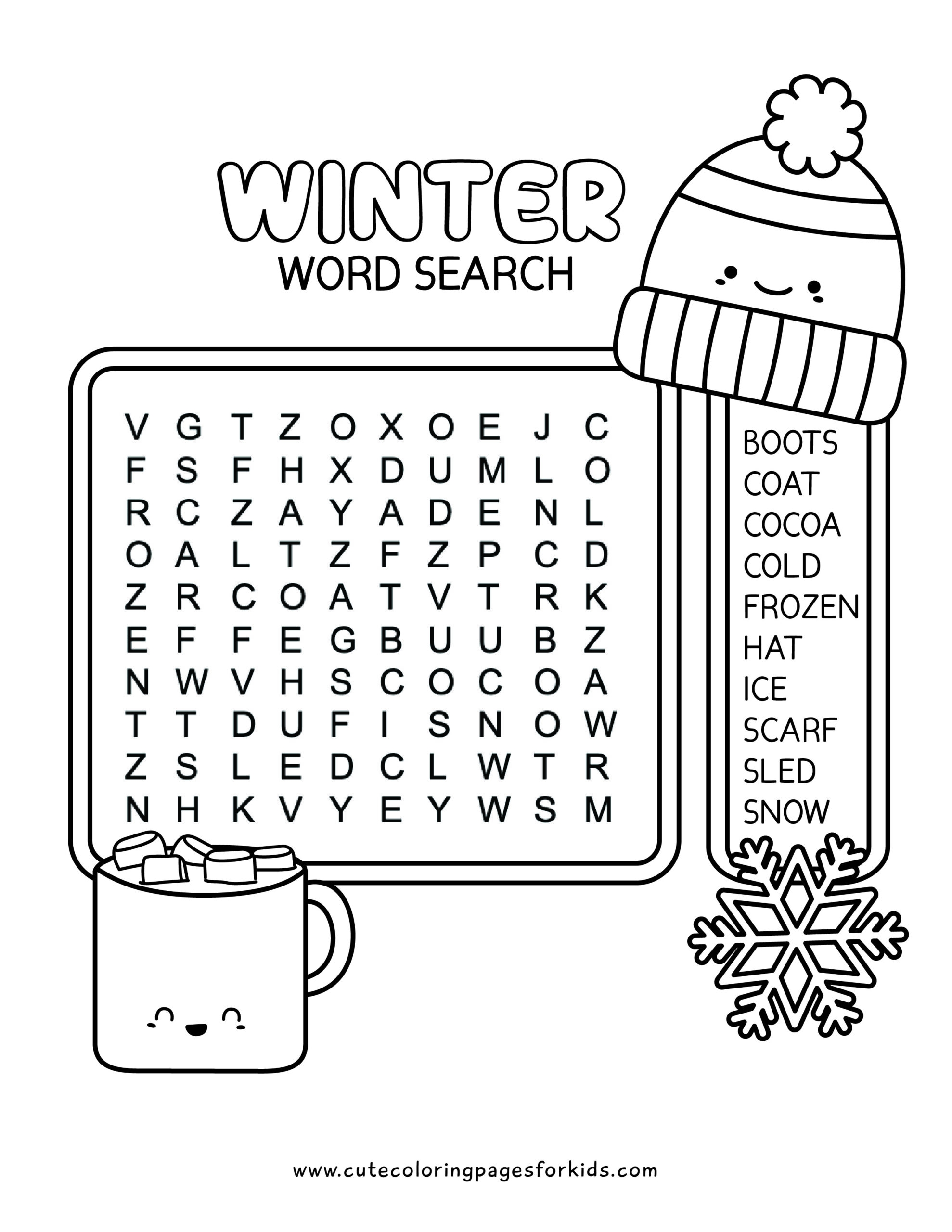 Winter Word Search Printable For Adults Word Search Maker