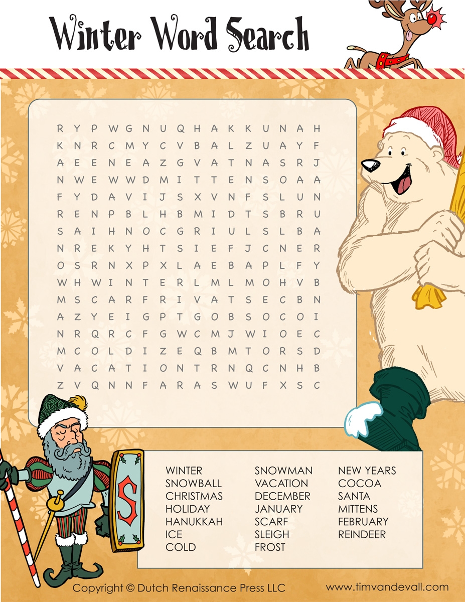 Winter Word Search Tim 39 s Printables