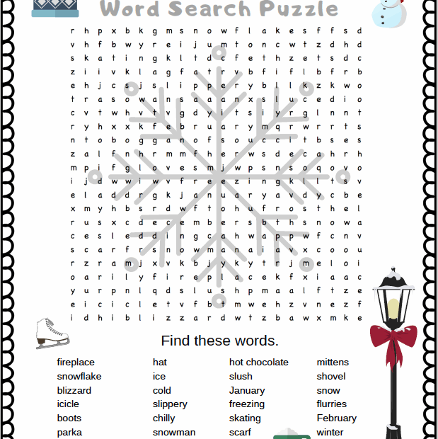 Winter Words Fun Winter Word Search Printable Puzzle For Young