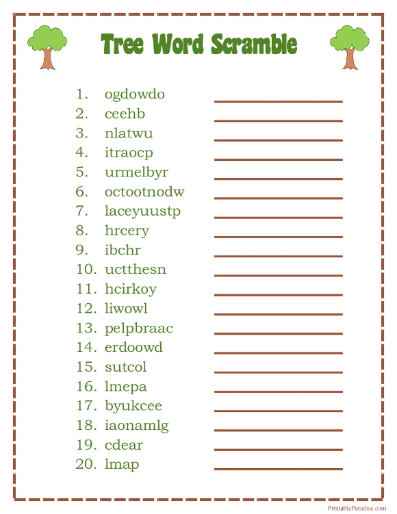 Word Scramble Printable Free Printable Free Templates