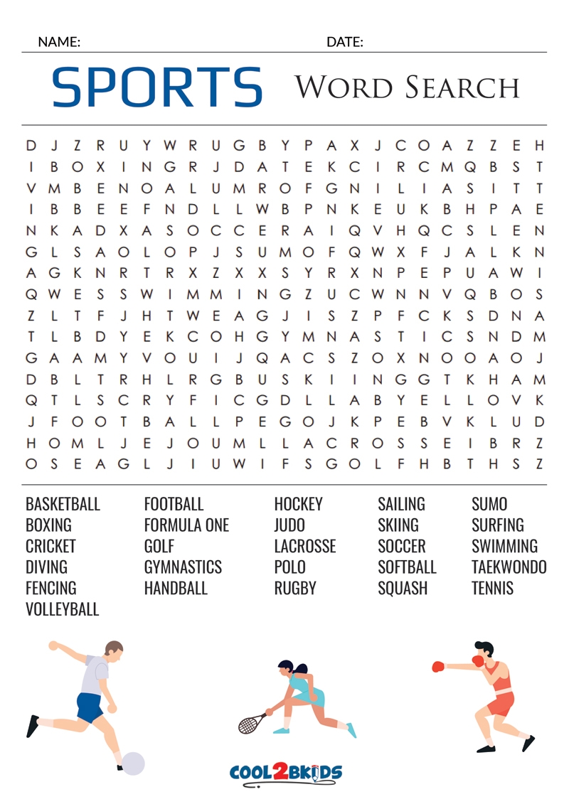Word Search Printable Sports
