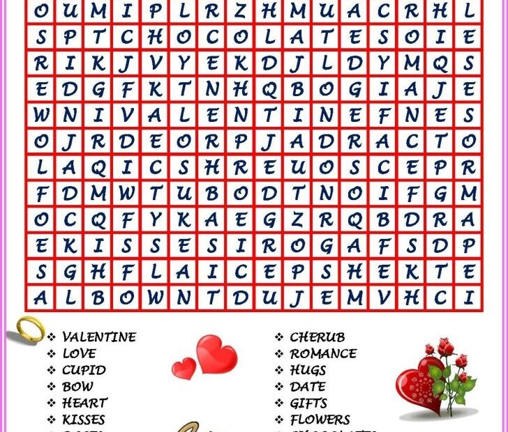 Word Search St Valentine 39 s Day Hard Version Pdf Word Search Printable