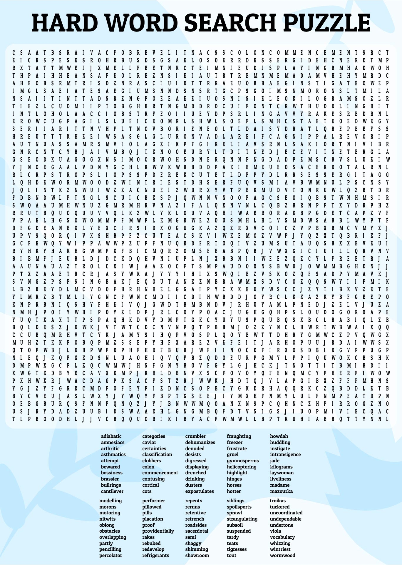 Word Searches Printable Hard Calendar Printables