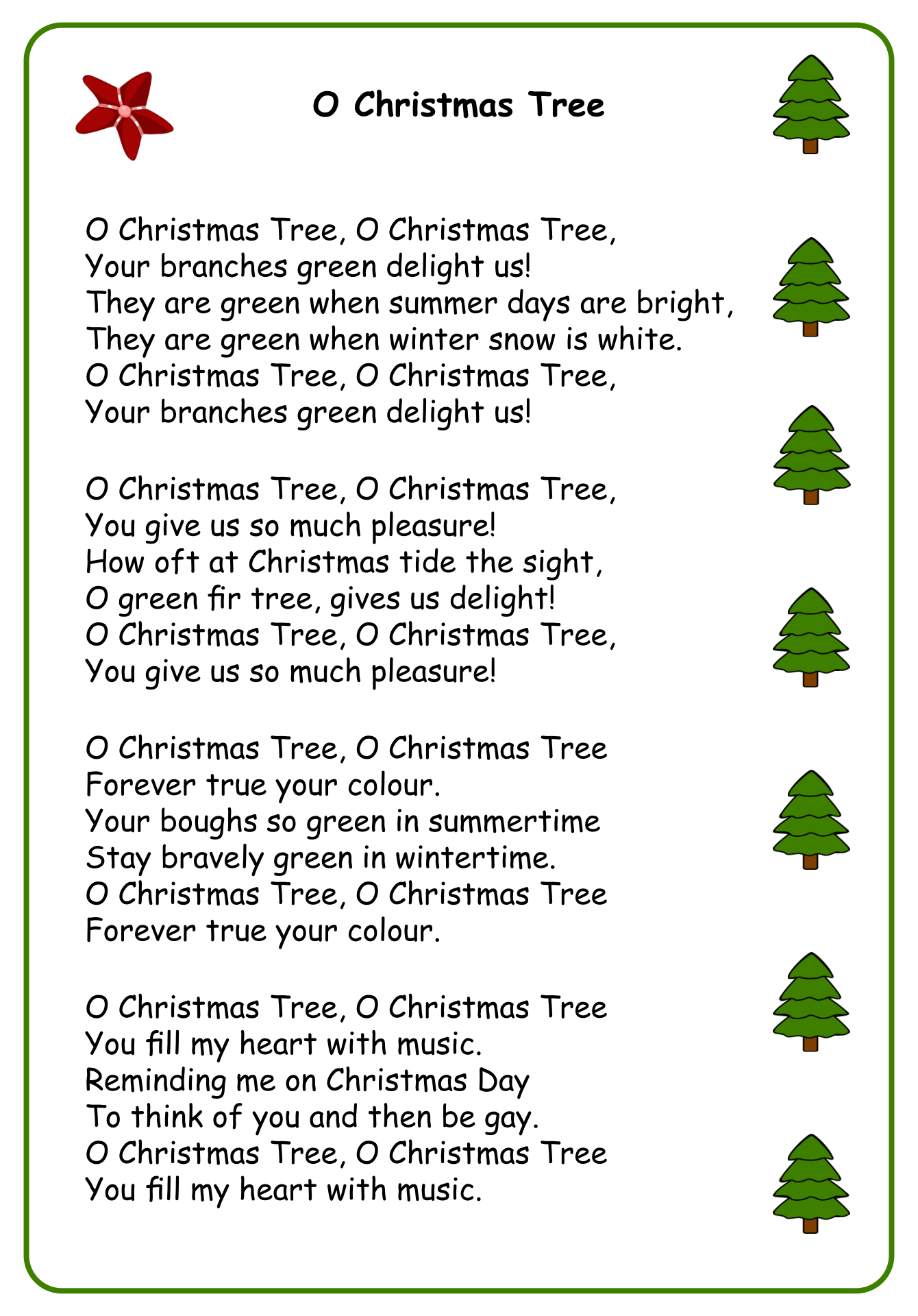 Words To Christmas Songs Printable